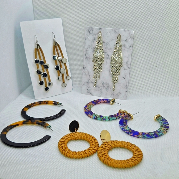 Vintage Jewelry - Colorful Women's Earring Set Of 5